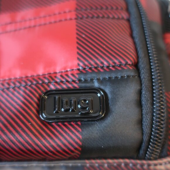 NWOT Womens Trolley Lug Buffalo Check Red Black Zip Pockets Travel Cosmetic Case - Picture 4 of 13